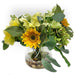 17"Hx23"W Hydrangea, Peony & Sunflower Silk Flower Arrangement w/Glass Vase -Yellow/Green - WF0815-YE/GR