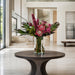 29"Hx30"W Protea, Banksia & Monstera Silk Flower Arrangement w/Glass Vase -Pink/Green - WF0821-PK/GR