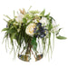 22"Hx26"W Peony & Hydrangea Silk Flower Arrangement w/Glass Vase -White/Blue - WF0825-WH/BL