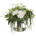 23"Hx26"W Peony, Rose & Amaryllis Silk Flower Arrangement w/Glass Vase -White/Green - WF0825-WH/GR