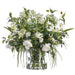 30"Hx30"W Gloriosa, Peony & Queen Anne's Lace Silk Flower Arrangement w/Glass Vase -White/Green - WF0826-WH/GR