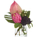 9.5"Hx15"W Protea, Anthurium, Philo Leaf & Sedum Silk Flower Arrangement w/Glass Vase -Pink/Green - WF0829-PK/GR