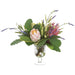 17"Hx21"W Protea & Lavender Silk Flower Arrangement w/Glass Vase -Pink/Lavender - WF0830-PK/LV