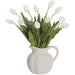 28"Hx26"W Tulip Silk Flower Arrangement w/Terra Cotta Pitcher -White/Green - WF0835-WH/GR