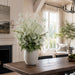 49"Hx42"W Gypsophila Baby's Breath Silk Flower Arrangement w/Terra Cotta Planter -White/Green - WF0836-WH/GR