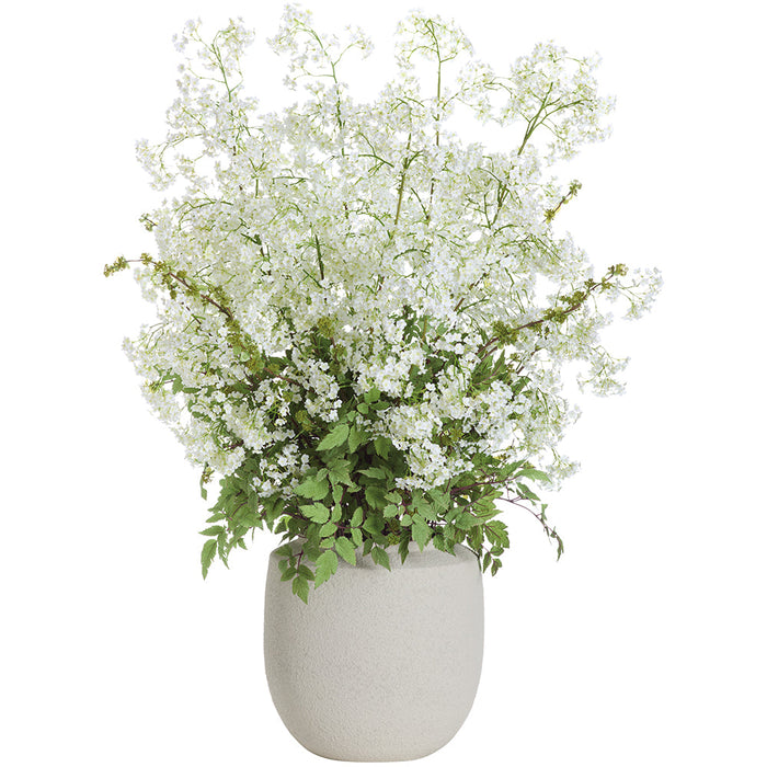 49"Hx42"W Gypsophila Baby's Breath Silk Flower Arrangement w/Terra Cotta Planter -White/Green - WF0836-WH/GR