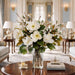 34.5"Hx34"W Magnolia Silk Flower Arrangement w/Glass Vase -White - WF0842-WH