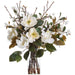 34.5"Hx34"W Magnolia Silk Flower Arrangement w/Glass Vase -White - WF0842-WH