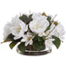 13"Hx23"W Magnolia Silk Flower Arrangement w/Glass Vase -White - WF0843-WH