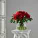 19"Hx23"W Rose Silk Flower Arrangement w/Glass Vase -Red - WF0847-RE