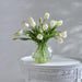 18"Hx20"W Tulip Silk Flower Arrangement w/Glass Vase -Cream/Green - WF0848-CR
