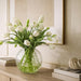 18"Hx20"W Tulip Silk Flower Arrangement w/Glass Vase -Cream/Green - WF0848-CR
