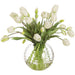 18"Hx20"W Tulip Silk Flower Arrangement w/Glass Vase -Cream/Green - WF0848-CR