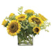 15"Hx18"W Sunflower & Queen Anne's Lace Silk Flower Arrangement -Yellow - WF1442-YE
