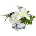 9.5"Hx13"W Lily, Hydrangea, Philo & Fern Silk Flower Arrangement w/Glass Vase -White - WF1677-WH/GR