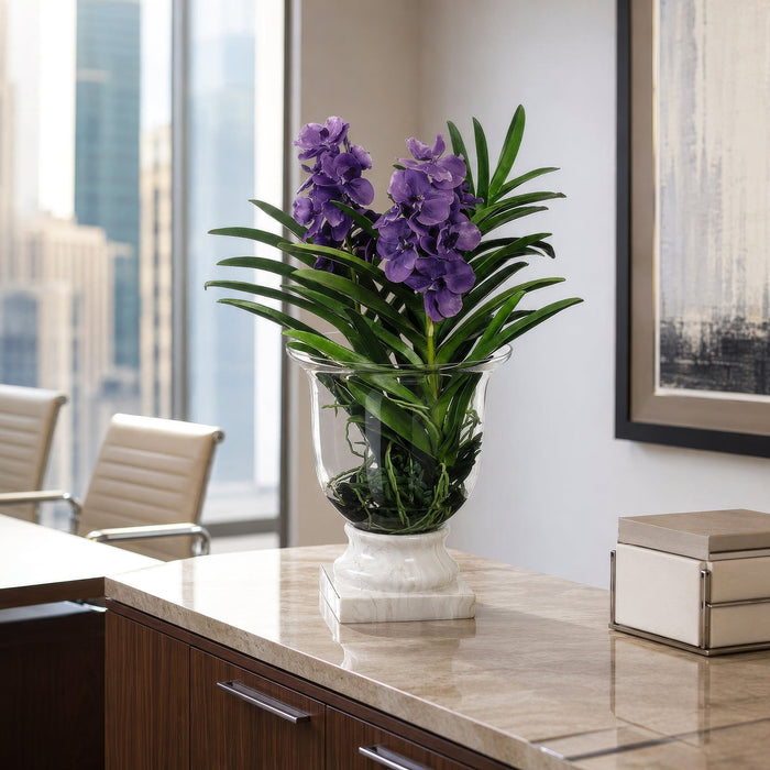 29"Hx22"W Vanda Orchid & Finger Succulent Silk Flower Arrangement -Purple/Lavender - WF1734-PU/LV