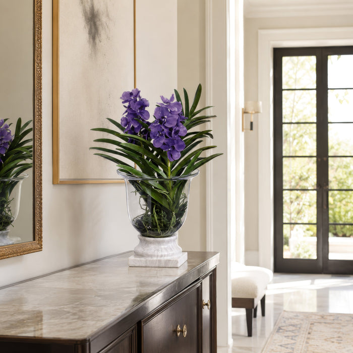 29"Hx22"W Vanda Orchid & Finger Succulent Silk Flower Arrangement -Purple/Lavender - WF1734-PU/LV