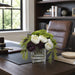 8"Hx9"W Hydrangea, Sedum & Ranunculus Silk Flower Arrangement -White/Eggplant - WF1759-WH/EP