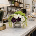 8"Hx9"W Hydrangea, Sedum & Ranunculus Silk Flower Arrangement -White/Eggplant - WF1759-WH/EP