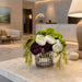 8"Hx9"W Hydrangea, Sedum & Ranunculus Silk Flower Arrangement -White/Eggplant - WF1759-WH/EP