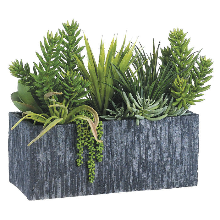 succulent fake plant 21"Hx23"W Succulent Artificial Plant w/Fiber Cement Planter -Green — Silks Are Forever