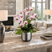 25"Hx23"W Bird's Nest Leaf & Phalaenopsis Orchid Silk Flower Arrangement -White/Orchid - WF1853-WH/OC