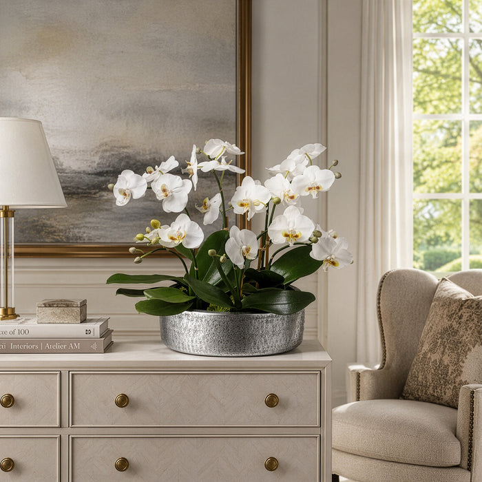 16"Hx19"W Phalaenopsis Orchid Silk Flower Arrangement -White - WF1863-WH