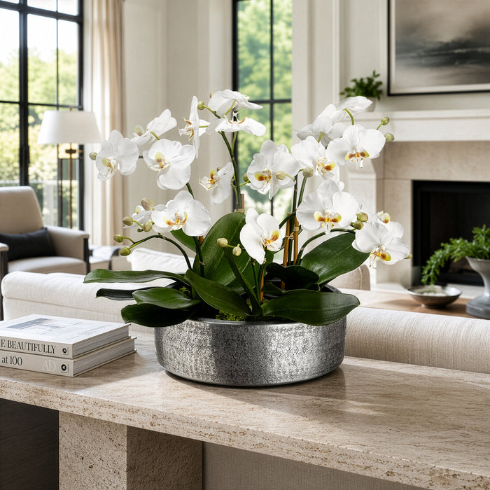 16"Hx19"W Phalaenopsis Orchid Silk Flower Arrangement -White - WF1863-WH
