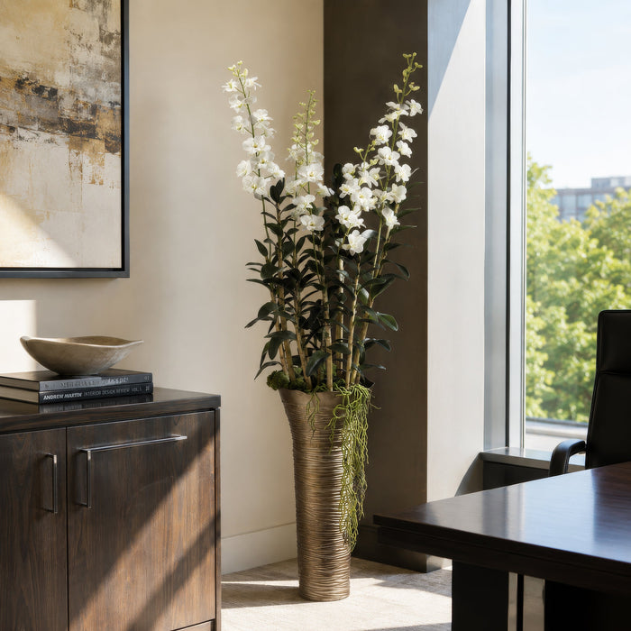 73"Hx21"W Dendrobium Orchid Silk Flower Arrangement -Cream - WF1872-CR