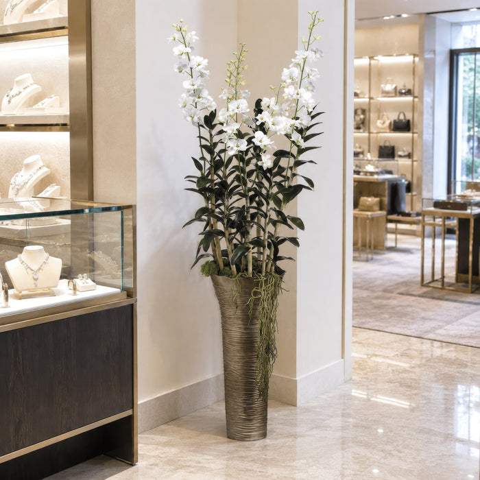 73"Hx21"W Dendrobium Orchid Silk Flower Arrangement -Cream - WF1872-CR