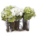 12"Hx17"W Hydrangea, Ranunculus & Curly Willow Silk Flower Arrangement -Green/Cream - WF1879-GR/CR