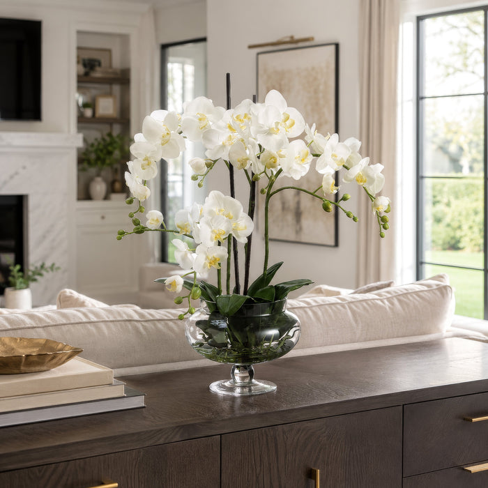 25"Hx22"W Phalaenopsis Orchid Silk Flower Arrangement -Cream - WF2356-CR