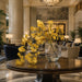 24"Hx29"W Aspen Leaf Silk Plant w/Glass Vase -Yellow - WF3658-YE