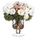9"Hx9"W Ranunculus, Rose & Berry Silk Flower Arrangement -Cream/Pink - WF9005-CR/PK