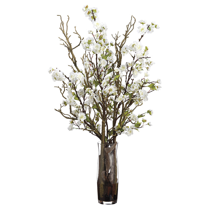 34"Hx19"W Cherry Blossom & Twig Silk Flower Arrangement -White - WF9006-WH