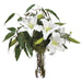 30"Hx25"W Casablanca Lily & Eucalyptus Silk Flower Arrangement -White - WF9007-WH