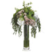 23"Hx18"W Hydrangea & Rose Silk Flower Arrangement -Pink/Green - WF9119-PK/GR