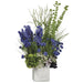 42"Hx30"W Delphinium, Hydrangea & Bells Of Ireland Silk Flower Arrangement -Blue/Green - WF9132-BL/GR