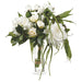 18"Hx19"W Silk Rose & Peony Flower Arrangement w/Glass Vase -White/Green - WF9191-WH/GR
