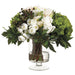 18"Hx17"W Silk Ranunculus & Rose Flower Arrangement w/Glass Vase -Blush/Cream - WF9195-BS/CR