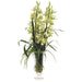 40"Hx27"W Silk Cymbidium Orchid Flower Arrangement w/Glass Vase -Green - WF9205-GR
