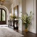 53"Hx42"W Silk Cymbidium Orchid Flower & Sedum Arrangement w/Gold Vase -Cream/Green - WF9208-CR/GR