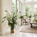 53"Hx42"W Silk Cymbidium Orchid Flower & Sedum Arrangement w/Gold Vase -Cream/Green - WF9208-CR/GR
