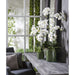 44" Silk Orchid Flower Arrangement w/Soil & Glass Vase -White/Green - WF9209-WH/GR