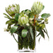 21" Artificial Protea, Rosemary & Wolly Flower Arrangement w/Glass Vase -Green - WF9282-GR