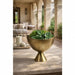 12"Hx12"W Succulent & Sedum Silk Flower Arrangement w/Footed Metal Vase -Green - WF9288-GR
