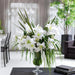 36"Hx33"W Casablanca Lily Silk Flower Arrangement w/Glass Vase -White/Green - WF9293-WH/GR