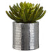 8" Artificial Aeonium Succulent Plant w/Aluminum Pot -Green - WF9303-GR