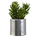 10.5" Artificial Senecio Succulent Plant w/Aluminum Pot -Green - WF9304-GR