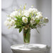 28" Silk Parrot Tulip Flower Arrangement w/Glass Vase -White/Green - WF9309-GR/WH